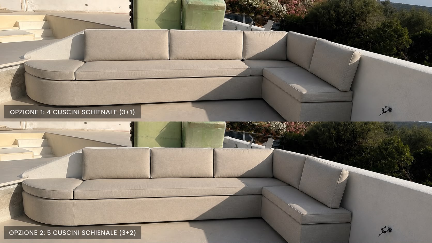 Visualizzazione AI del progetto outdoor per la terrazza in Sardegna